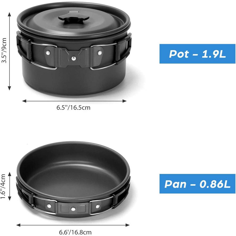 Camping Cookware Portable Pot Pan Cup Teaport Set