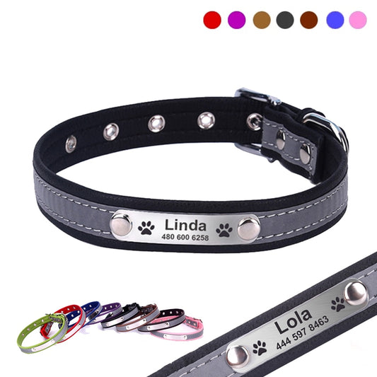 Leather Reflective Dog Collar